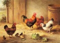 Pollos en un corral animales de granja Edgar Hunt